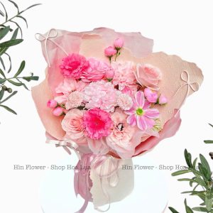 Bó Hoa Lụa Tone Màu Hồng