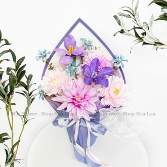 Bó Hoa Lụa Nhỏ Tím Hồng