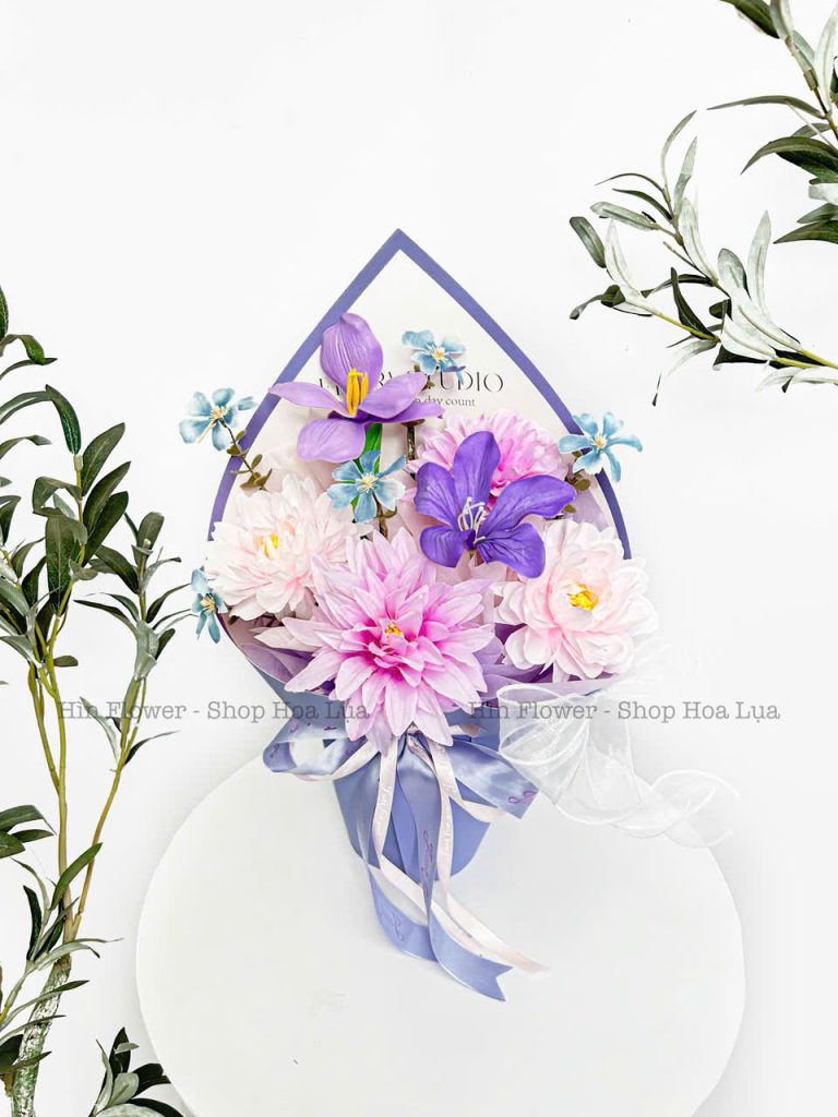 Bó Hoa Lụa Nhỏ Tím Hồng