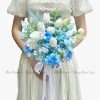 Hoa lụa cô dâu xanh dương