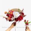 Hoa lụa cưới quạt gỗ đỏ