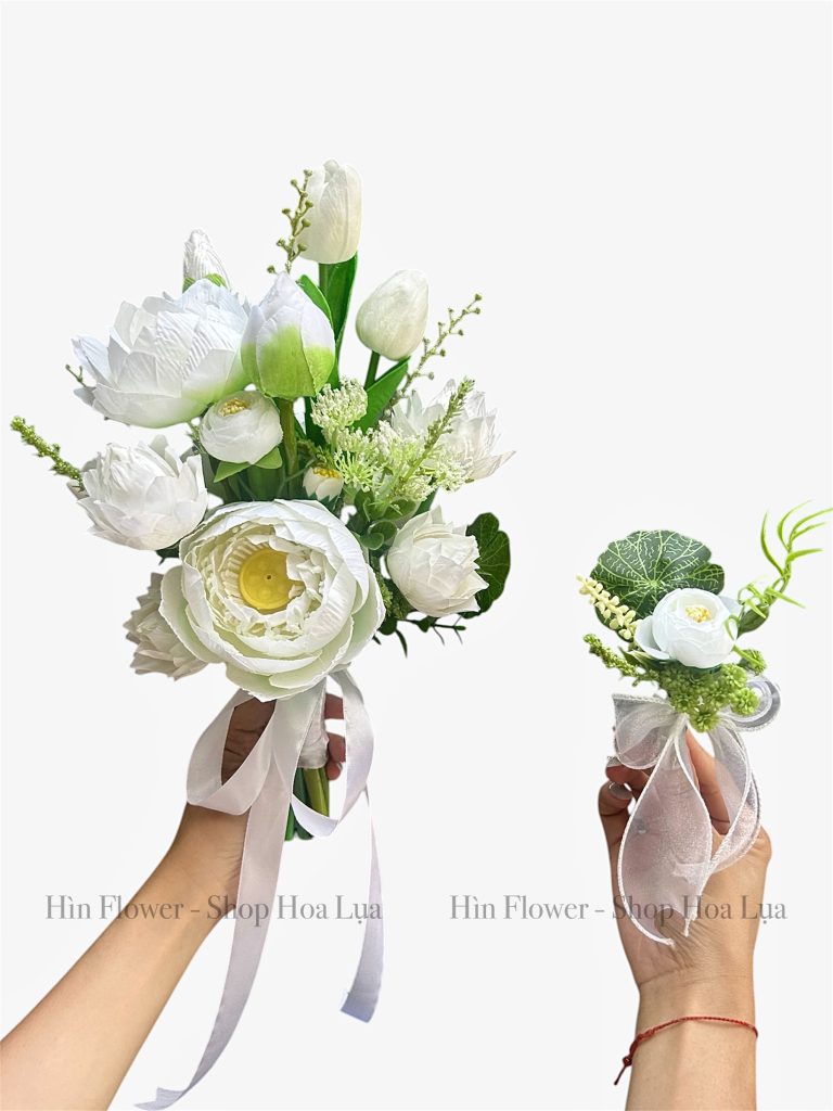 Hoa lụa cưới sen mix tulip