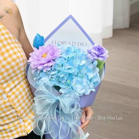 Hoa Lụa 1 Tú Cầu Xanh