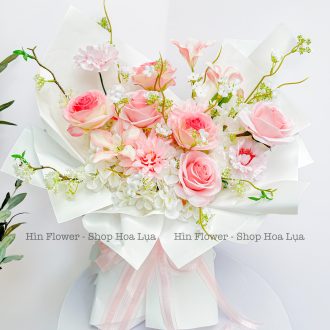 Bó Hoa Lụa Hồng Loang