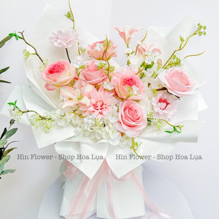 Bó Hoa Lụa Hồng Loang