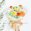 Bó hoa lụa màu cam xanh