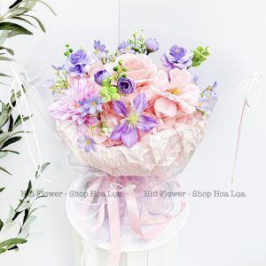 Bó Hoa Lụa Màu Hồng Tím