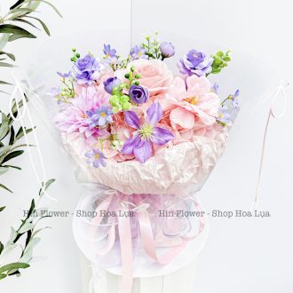 Bó Hoa Lụa Màu Hồng Tím