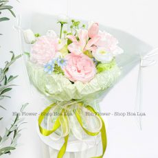 Bó Hoa Lụa Màu Hồng Xanh