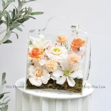 Vali Mini Hoa Lụa Tone Cam