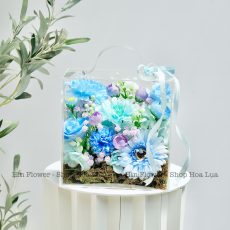 Vali Mini Hoa Lụa Xanh Tím
