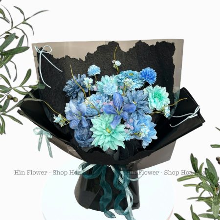 Bó Hoa Lụa Màu Xanh Dương