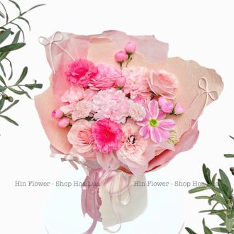 Bó Hoa Lụa Tone Màu Hồng