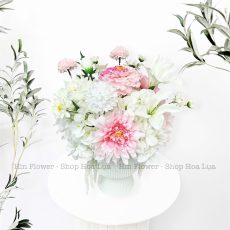 Bình Hoa Lụa Trắng Hồng