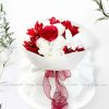 Hoa Lụa Đỏ Trắng Gói Tròn