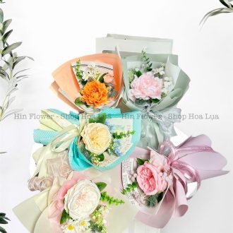 bó 1 hoa lụa kèm giỏ