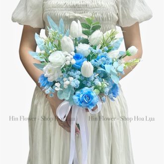 Hoa lụa cô dâu xanh dương