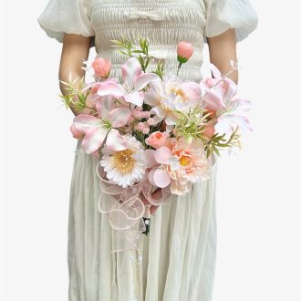 Hoa lụa cô dâu hồng cam