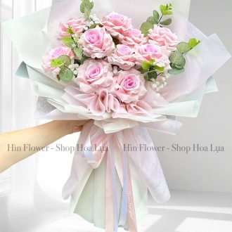 Bó 10 Bông Hoa Hồng Lụa