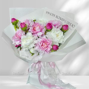 Bó Hoa Lụa Peony Hồng Nhạt