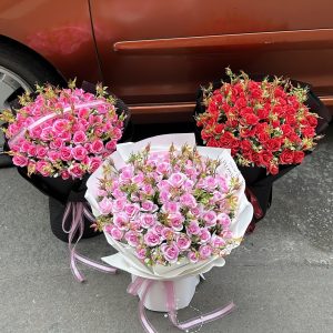 Bó hoa lụa sophia bó tròn
