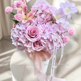 Bó Tú Cầu Lụa Mix Lily