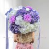 Trụ Tú Cầu Lụa Tím Trắng